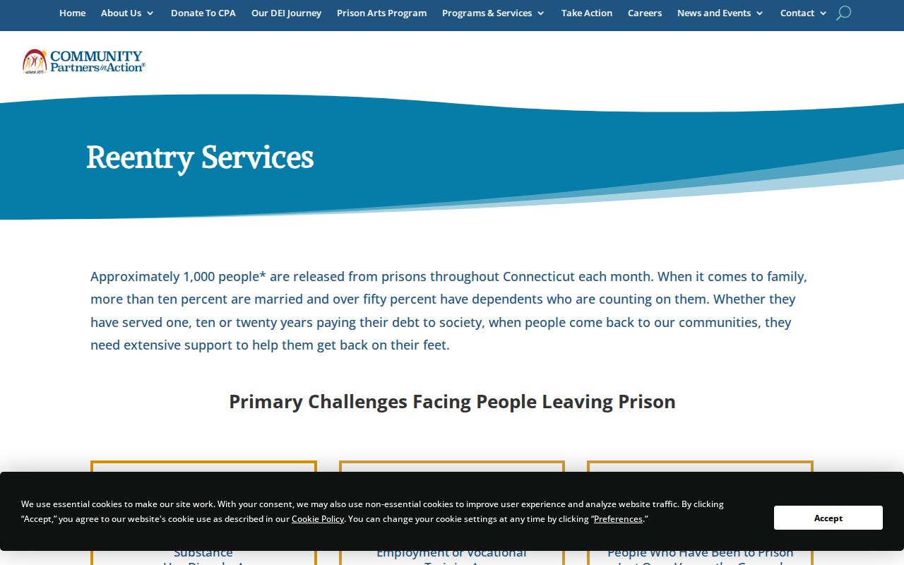 Greater Hartford County reentry services after release